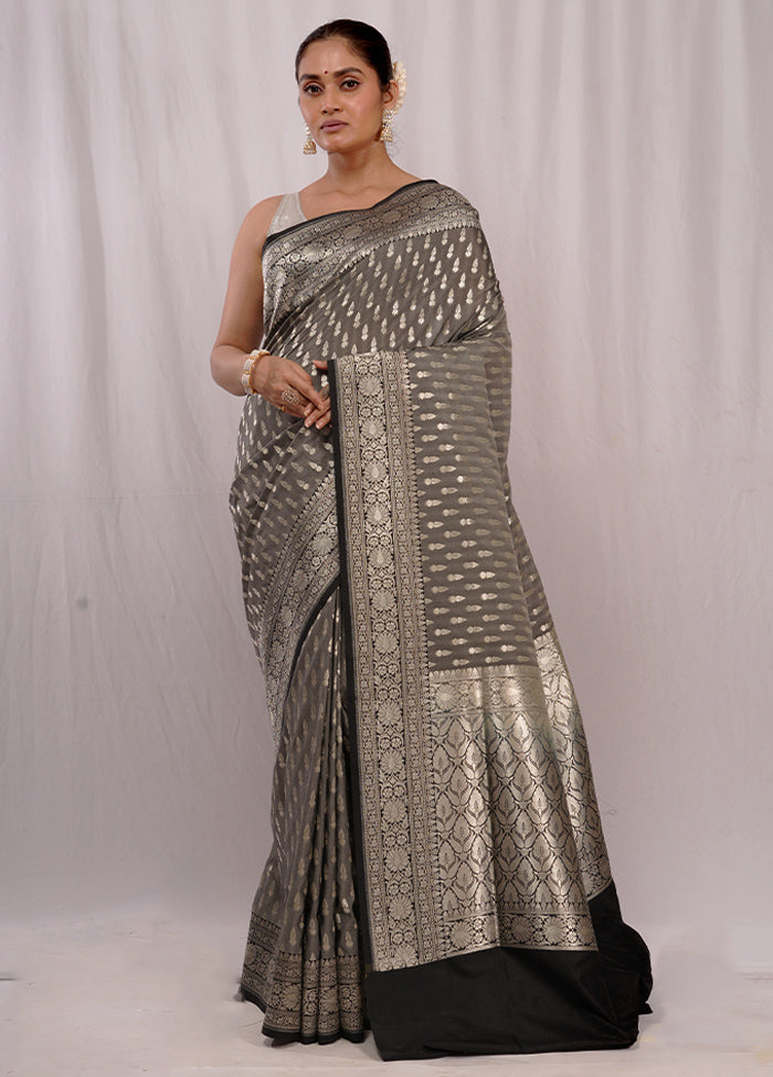 Grey Uppada Silk Saree With Blouse Piece - Indian Silk House Agencies