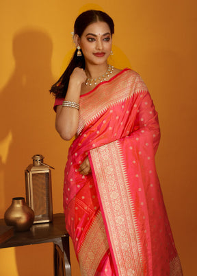 Pink Katan Pure Silk Saree With Blouse Piece - Indian Silk House Agencies