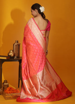 Pink Katan Pure Silk Saree With Blouse Piece - Indian Silk House Agencies