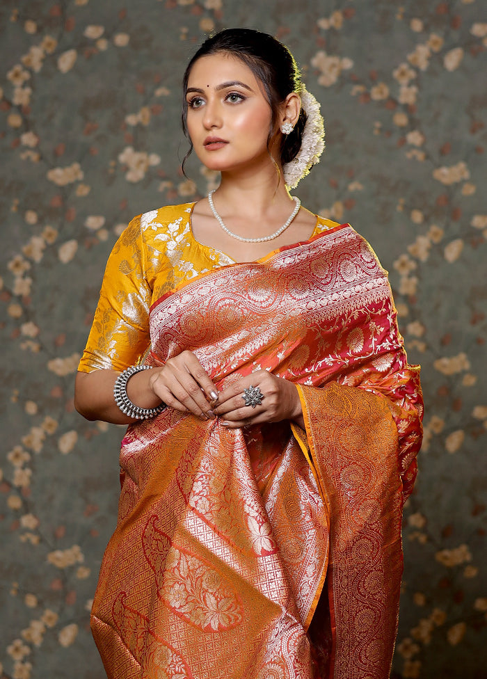 Pink Uppada Pure Silk Saree With Blouse Piece - Indian Silk House Agencies