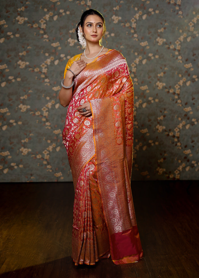 Pink Uppada Pure Silk Saree With Blouse Piece - Indian Silk House Agencies