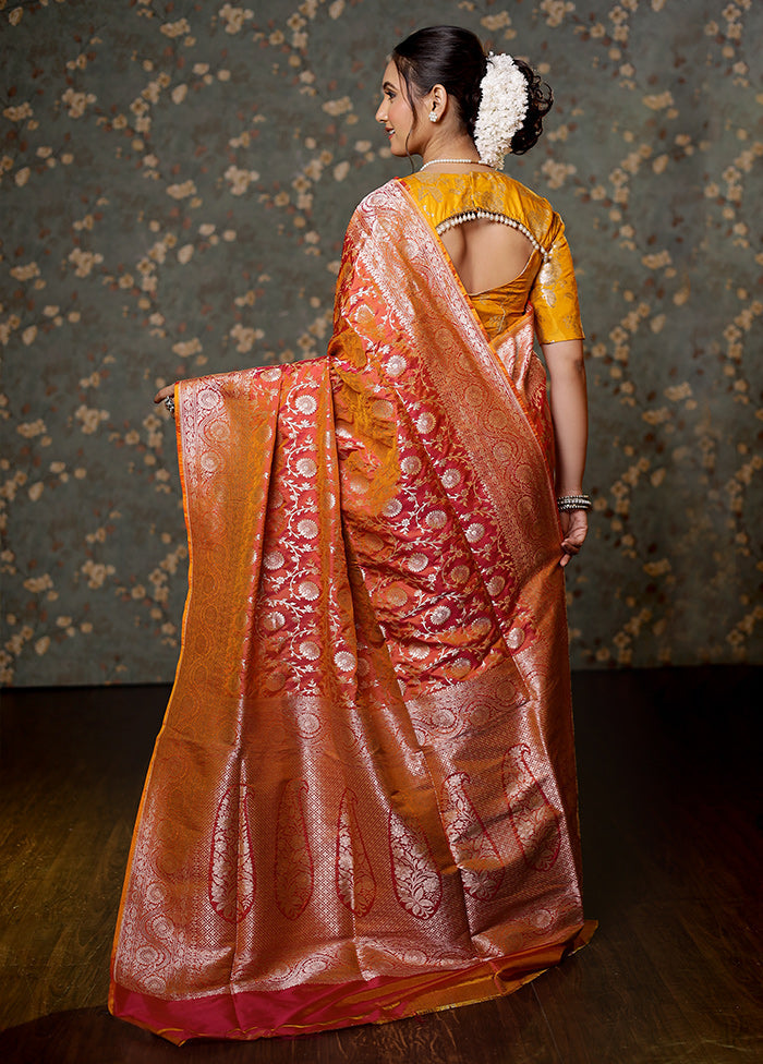 Pink Uppada Pure Silk Saree With Blouse Piece - Indian Silk House Agencies