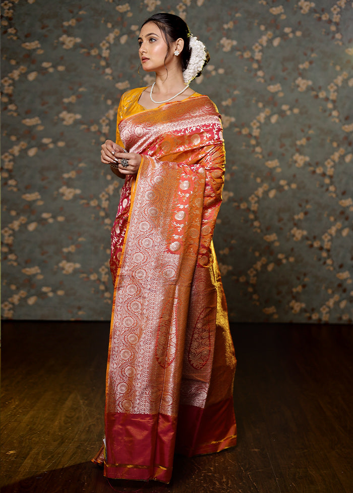 Pink Uppada Pure Silk Saree With Blouse Piece - Indian Silk House Agencies