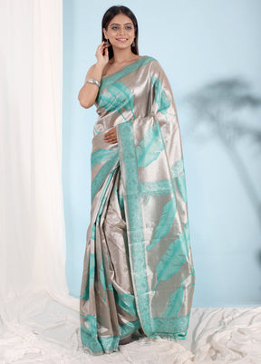 Silver Tissue Silk Saree With Blouse Piece - Indian Silk House Agencies