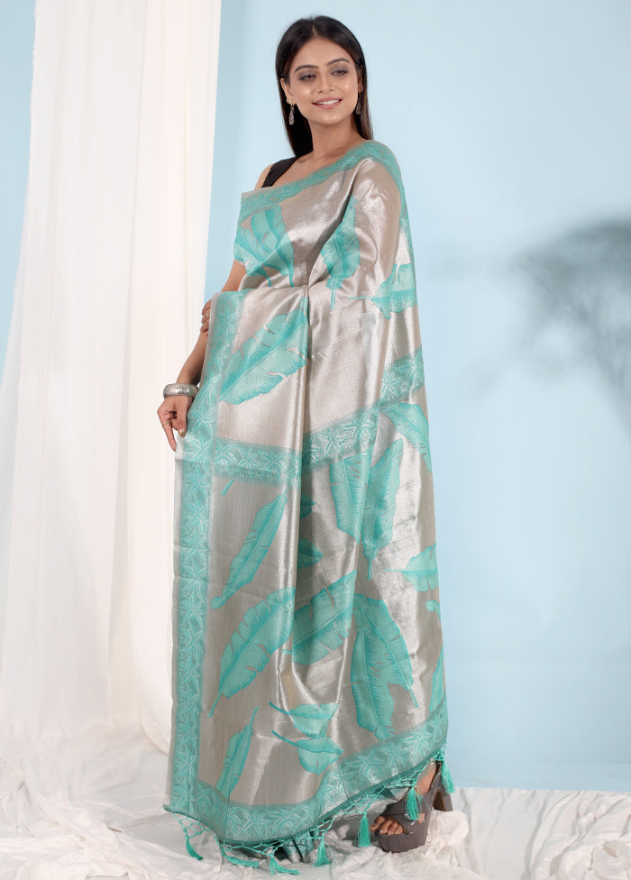 Silver Tissue Silk Saree With Blouse Piece - Indian Silk House Agencies