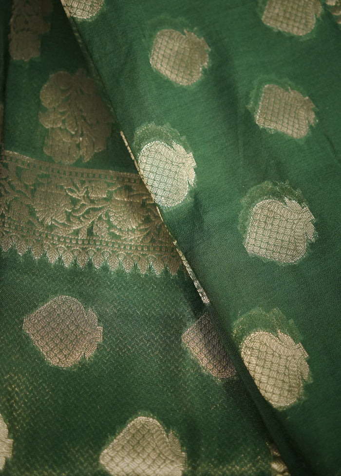 Green Dupion Silk Saree With Blouse Piece - Indian Silk House Agencies