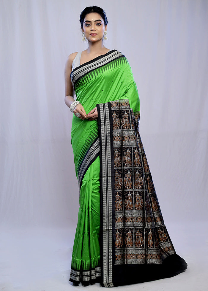 Green Bomkai Pure Silk Saree With Blouse Piece - Indian Silk House Agencies