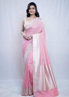 Pink Uppada Silk Saree With Blouse Piece - Indian Silk House Agencies