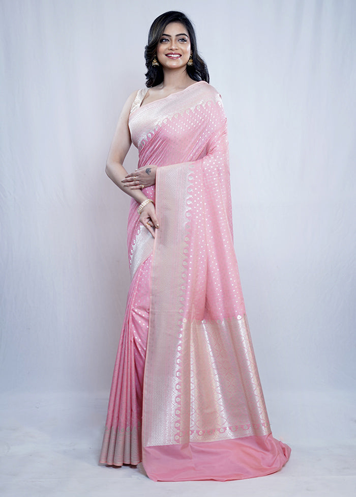 Pink Uppada Silk Saree With Blouse Piece - Indian Silk House Agencies