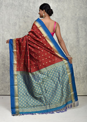 Maroon Kanjivaram Silk Saree With Blouse Piece - Indian Silk House Agencies