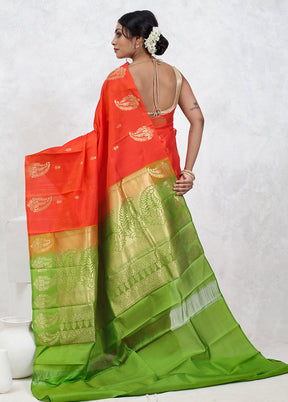 Orange Kanjivaram Pure Silk Saree With Blouse Piece - Indian Silk House Agencies