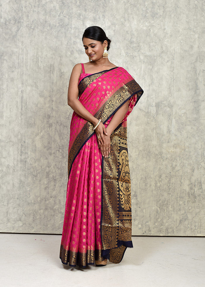 Pink Dupion Silk Saree With Blouse Piece - Indian Silk House Agencies