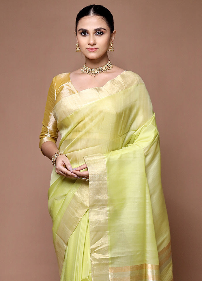 Green Handloom Kanjivaram Pure Silk Saree With Blouse Piece