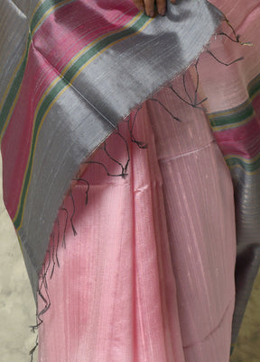 Pink Raw Pure Silk Saree With Blouse Piece - Indian Silk House Agencies