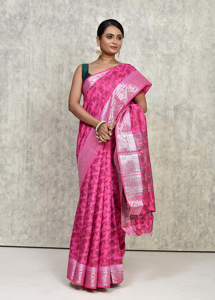 Pink Dupion Silk Saree With Blouse Piece - Indian Silk House Agencies