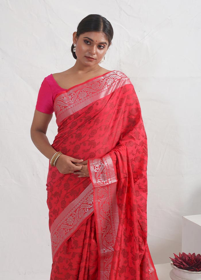 Pink Dupion Silk Saree With Blouse Piece - Indian Silk House Agencies