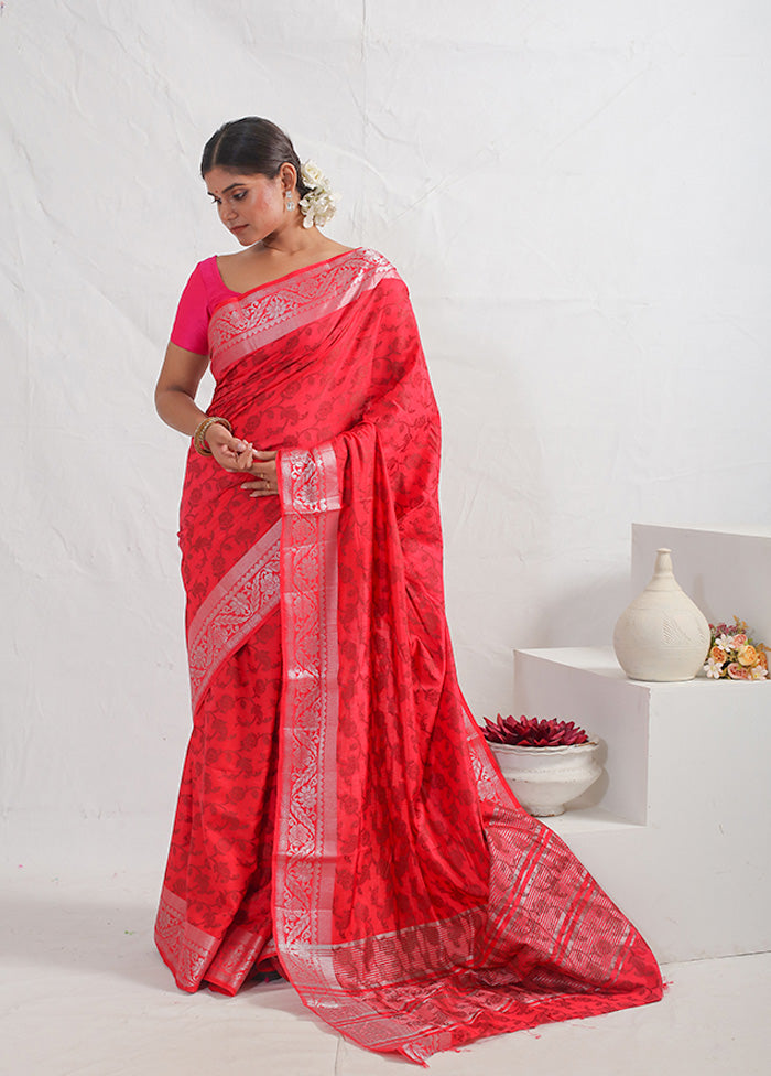 Pink Dupion Silk Saree With Blouse Piece - Indian Silk House Agencies