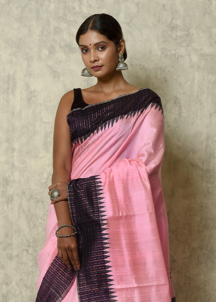 Pink Raw Pure Silk Saree With Blouse Piece - Indian Silk House Agencies