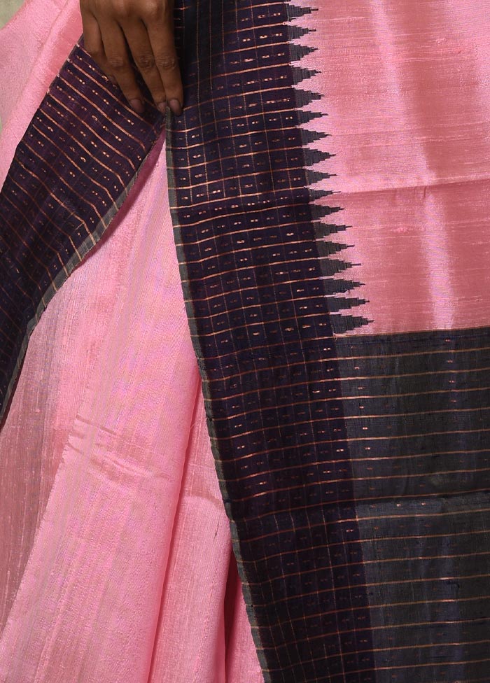 Pink Raw Pure Silk Saree With Blouse Piece - Indian Silk House Agencies