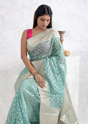 Green Dupion Silk Saree With Blouse Piece - Indian Silk House Agencies