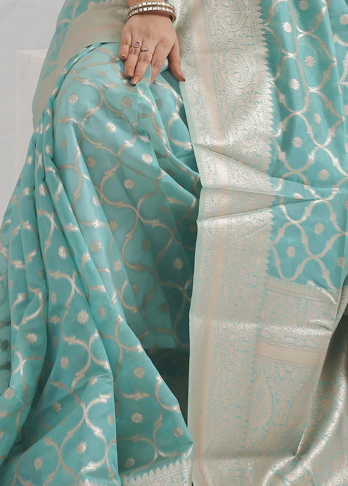 Green Dupion Silk Saree With Blouse Piece - Indian Silk House Agencies