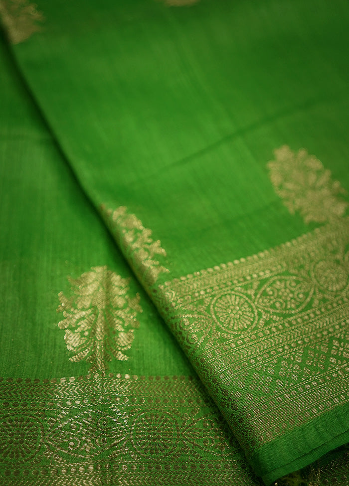 Green Tussar Silk Saree With Blouse Piece - Indian Silk House Agencies