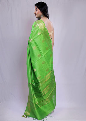 Green Tussar Silk Saree With Blouse Piece - Indian Silk House Agencies