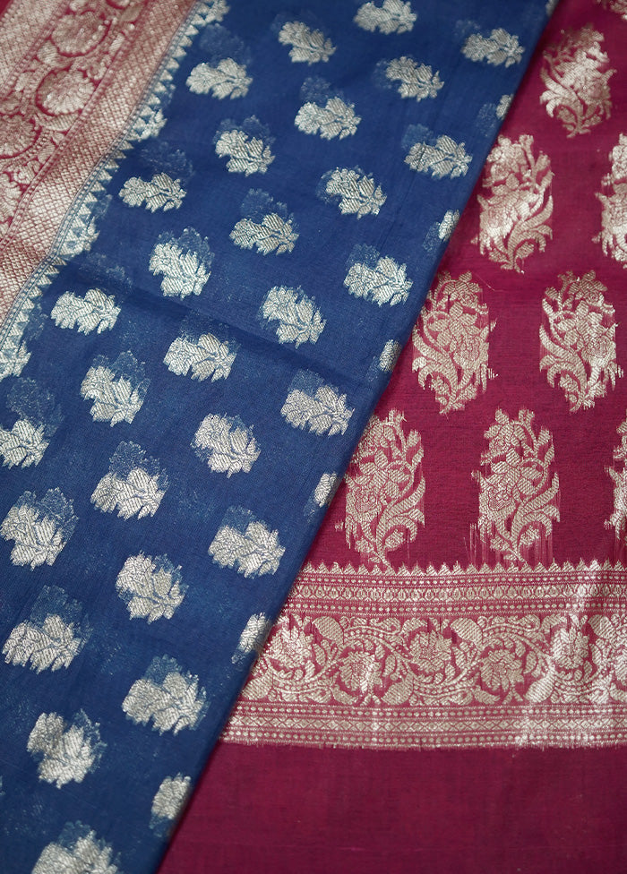 Blue Tussar Silk Saree With Blouse Piece - Indian Silk House Agencies