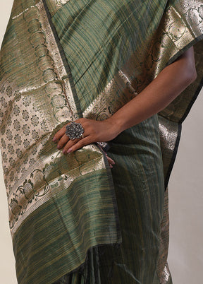 Green Cotton Silk Saree With Blouse Piece - Indian Silk House Agencies