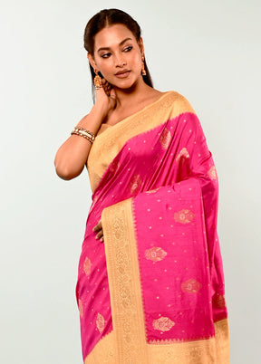 Pink Dupion Silk Saree With Blouse Piece - Indian Silk House Agencies