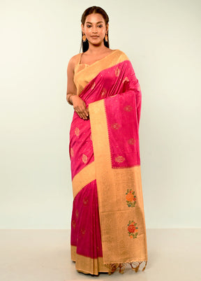 Pink Dupion Silk Saree With Blouse Piece - Indian Silk House Agencies