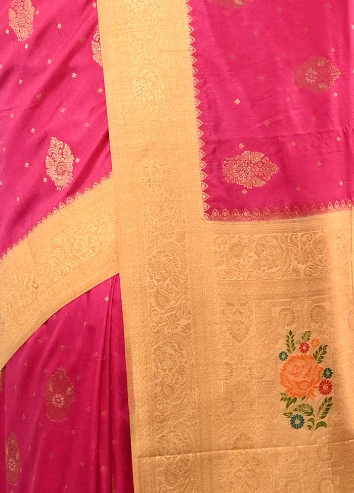 Pink Dupion Silk Saree With Blouse Piece - Indian Silk House Agencies