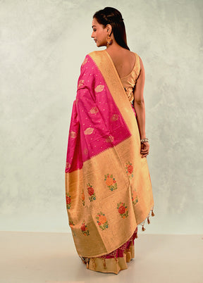 Pink Dupion Silk Saree With Blouse Piece - Indian Silk House Agencies