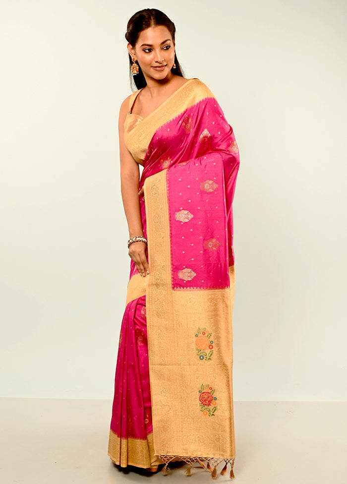 Pink Dupion Silk Saree With Blouse Piece - Indian Silk House Agencies