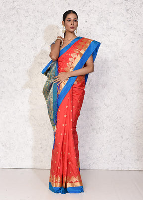 Red Kanjivaram Silk Saree With Blouse Piece - Indian Silk House Agencies