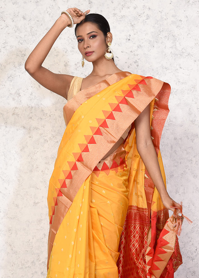 Yellow Kanjivaram Silk Saree With Blouse Piece - Indian Silk House Agencies