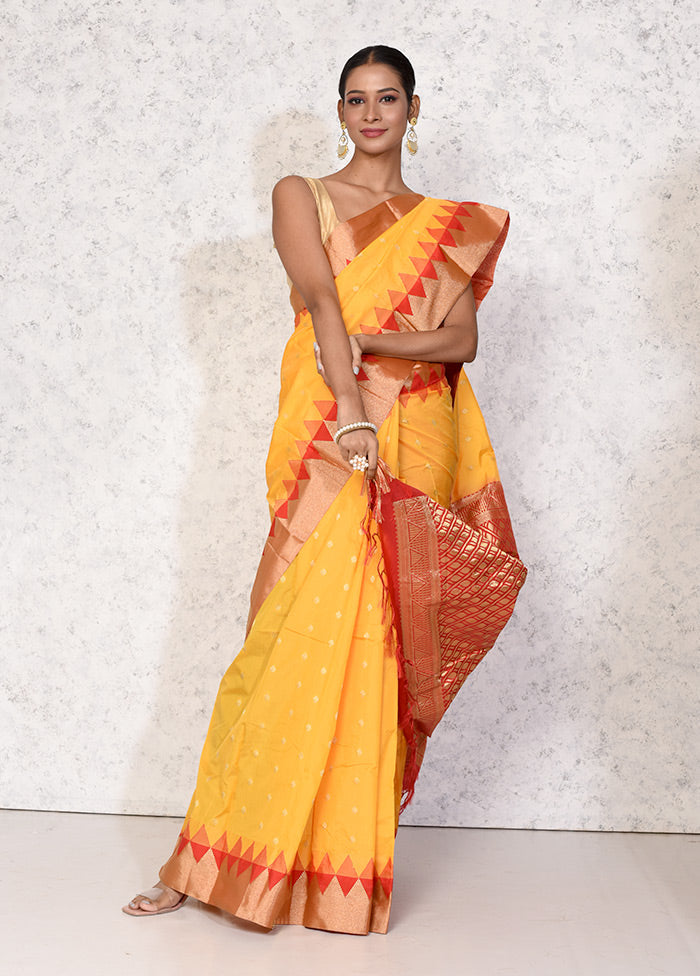 Yellow Kanjivaram Silk Saree With Blouse Piece - Indian Silk House Agencies