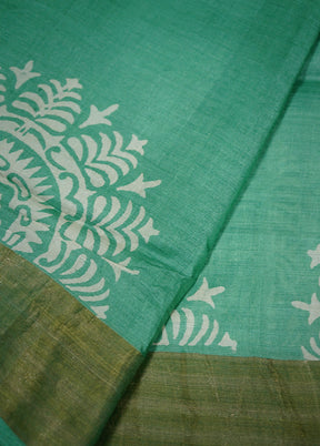 Green Tussar Silk Saree With Blouse Piece - Indian Silk House Agencies