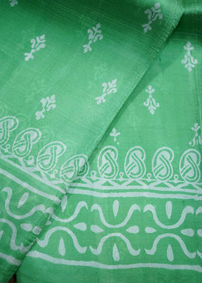 Green Printed Pure Silk Saree With Blouse Piece - Indian Silk House Agencies