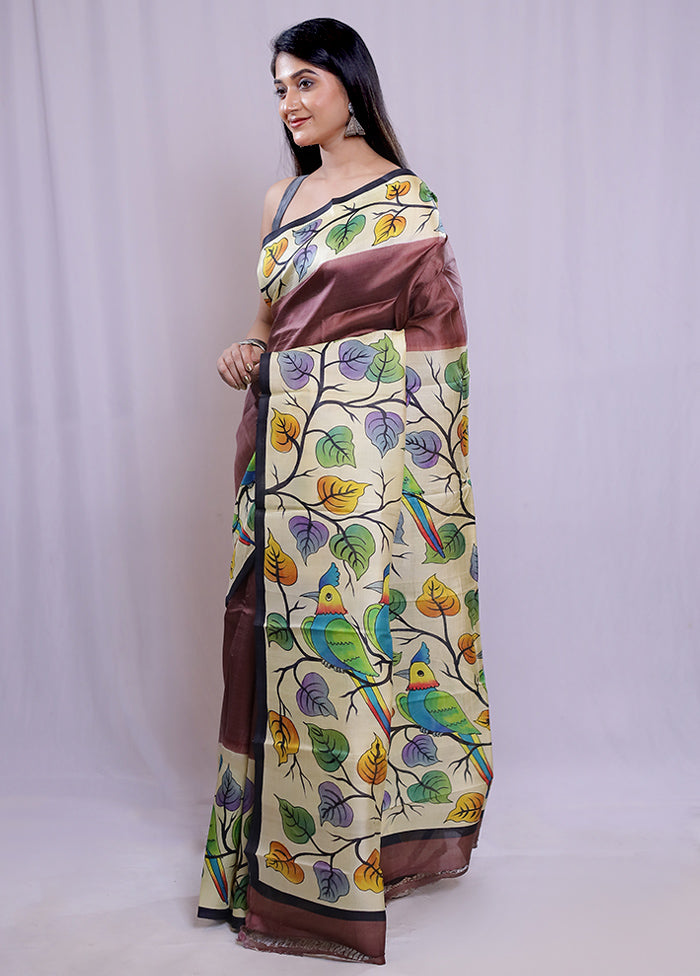 Multicolor Printed Pure Silk Saree With Blouse Piece - Indian Silk House Agencies