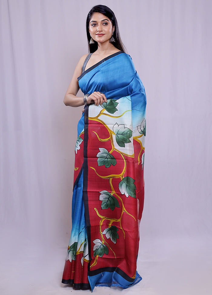 Multicolor Printed Pure Silk Saree With Blouse Piece - Indian Silk House Agencies