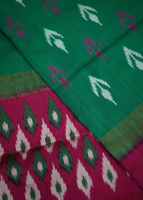 Green Ikkat Pure Silk Saree With Blouse Piece - Indian Silk House Agencies