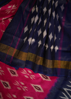 Pink Ikkat Pure Silk Saree With Blouse Piece - Indian Silk House Agencies