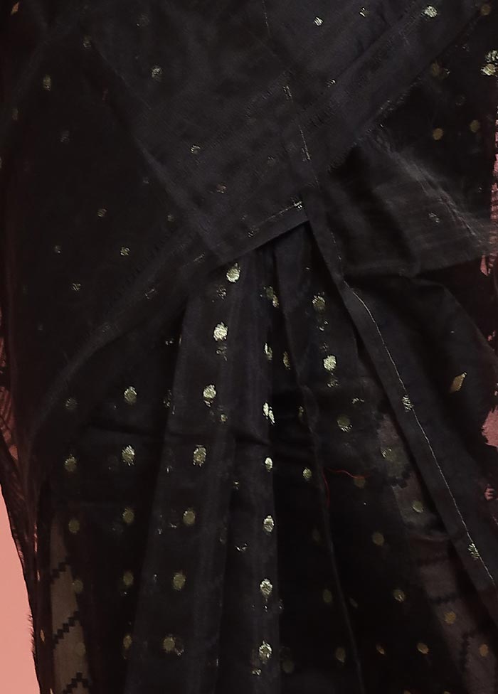 Black Tant Jamdani Saree Without Blouse Piece - Indian Silk House Agencies