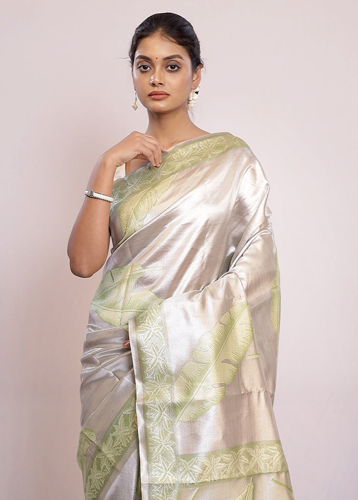 Silver Tissue Silk Saree With Blouse Piece - Indian Silk House Agencies