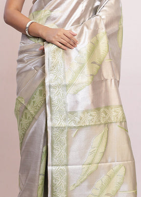 Silver Tissue Silk Saree With Blouse Piece - Indian Silk House Agencies