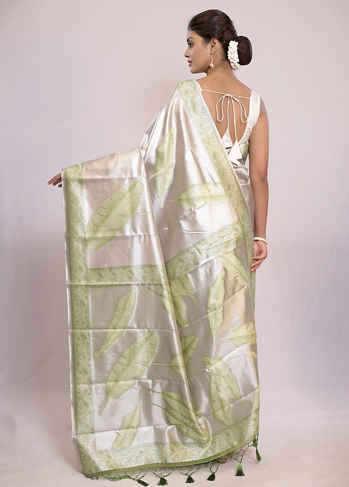 Silver Tissue Silk Saree With Blouse Piece - Indian Silk House Agencies