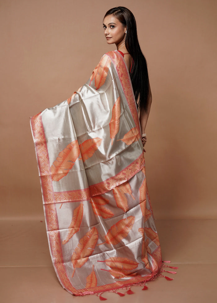 Silver Tissue Silk Saree With Blouse Piece