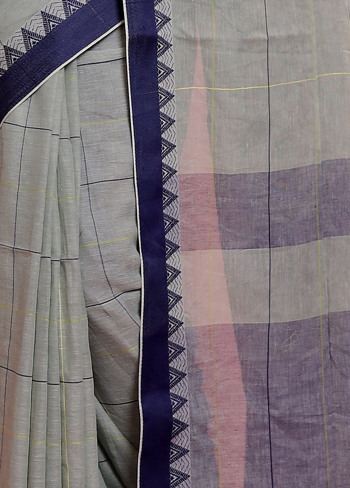 Grey Pure Cotton Saree With Blouse Piece - Indian Silk House Agencies