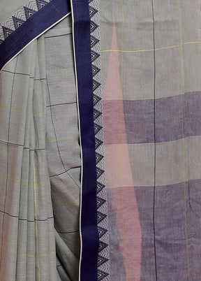 Grey Pure Cotton Saree With Blouse Piece - Indian Silk House Agencies